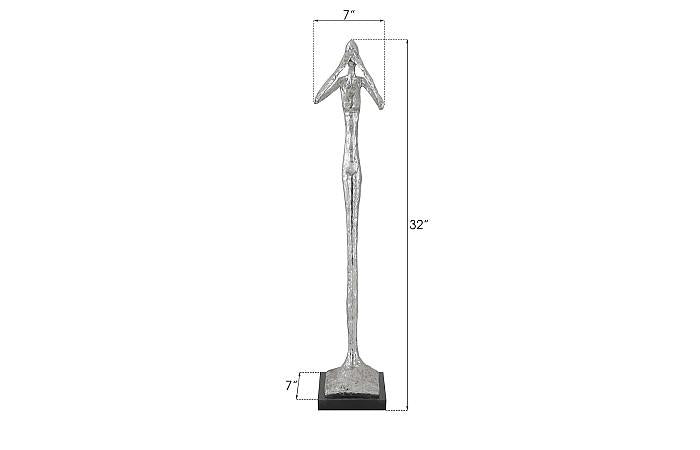 See No Evil Slender Sculpture, Small, Resin, Silver Leaf